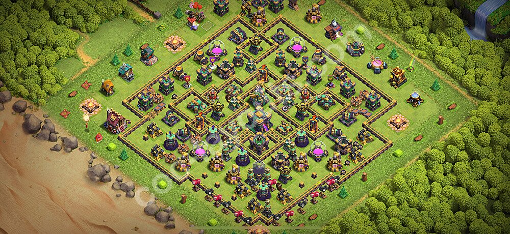 Diseño de aldea Anti 2 Estrellas Ayuntamiento 14 Copiar, Anti Aire / Electro Dragón - COC TH14 Perfecta Distribucion 2026 + Enlace - #80