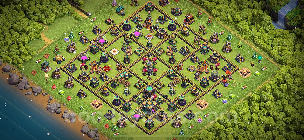 TH14 Trophy Base Plan with Link, Anti Air / Electro Dragon, Copy Town Hall 14 Base Design 2024, #9