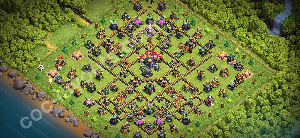 Municipio livello 14 Anti 3 Stelle Base + Link, Legend League - Miglior Disposizione Villaggio per Difesa COC 2026 TH14 - #96