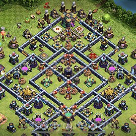 Base plan TH14 (design / layout) with Link, Hybrid, Anti Air / Electro Dragon for Farming, #16