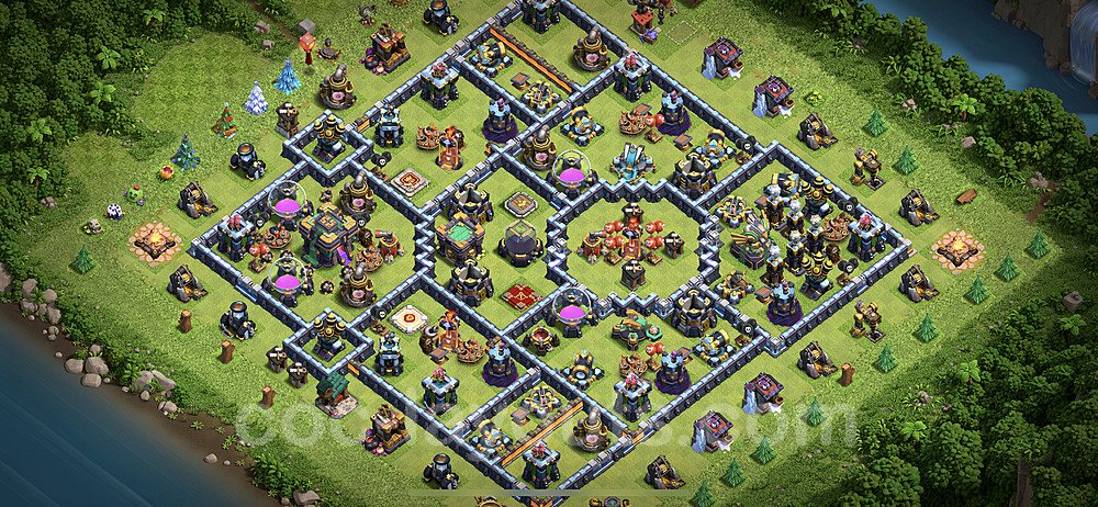 Base plan TH14 (design / layout) with Link, Hybrid, Anti Air / Electro Dragon for Farming, #10