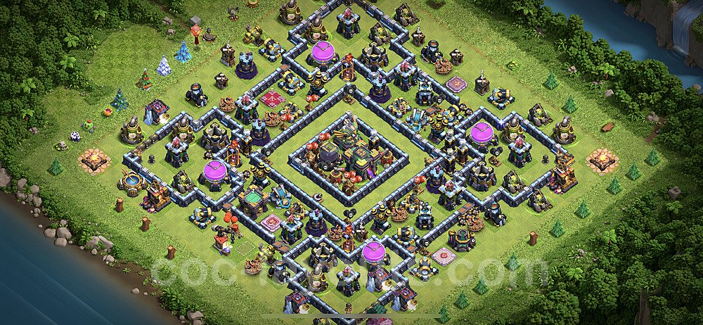 Base plan TH14 (design / layout) with Link, Hybrid, Anti Air / Electro Dragon for Farming 2021, #11