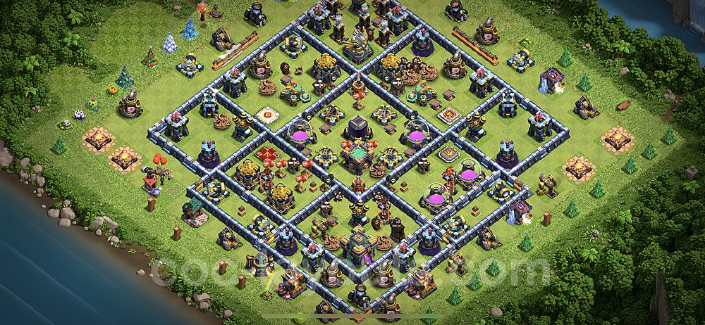 Base plan TH14 (design / layout) with Link, Hybrid, Anti Air / Electro Dragon for Farming, #15