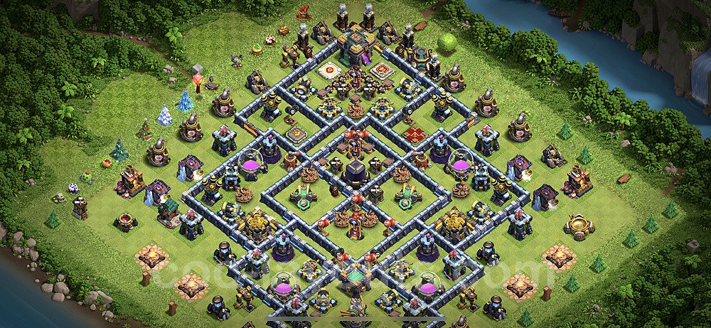 Base plan TH14 (design / layout) with Link, Hybrid, Anti Air / Electro Dragon for Farming 2021, #16