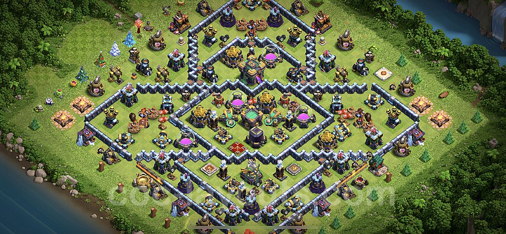 Base plan TH14 (design / layout) with Link, Hybrid, Anti Air / Electro Dragon for Farming 2021, #18