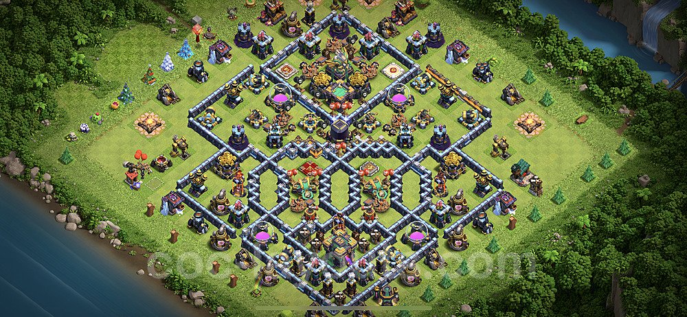 Base plan TH14 (design / layout) with Link, Hybrid, Anti Everything for Farming 2021, #21