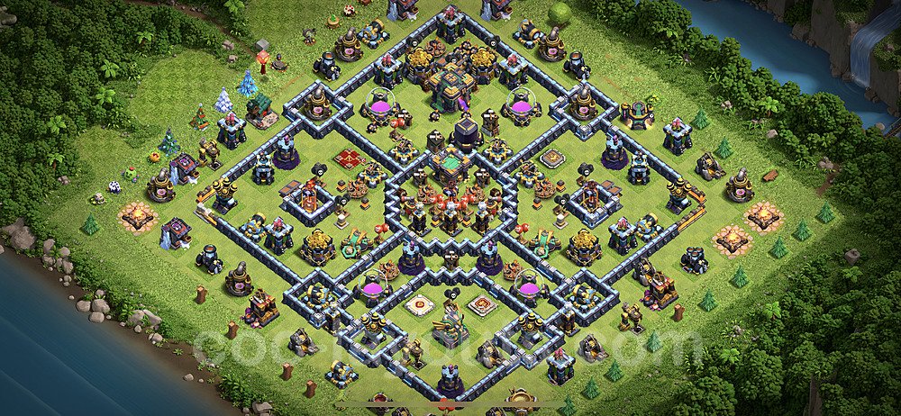 Base plan TH14 (design / layout) with Link, Hybrid, Anti Everything for Farming 2021, #23