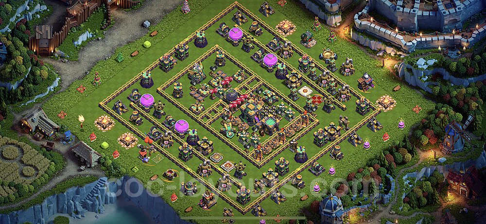 Base plan TH14 (design / layout) with Link, Anti Air / Electro Dragon for Farming 2022, #30