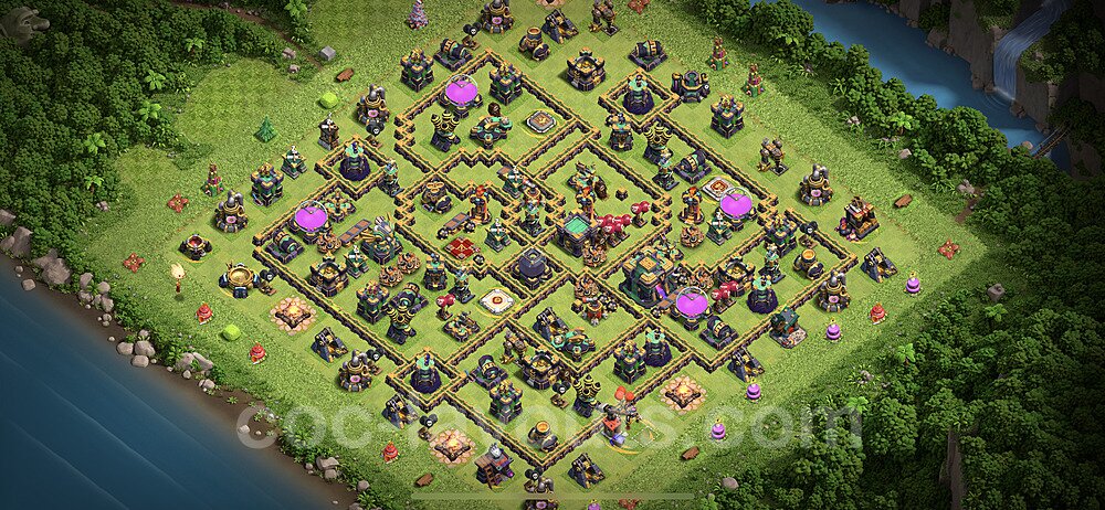 Base plan TH14 (design / layout) with Link, Anti 3 Stars, Hybrid for Farming 2022, #37