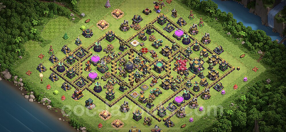 Base plan TH14 (design / layout) with Link, Anti 3 Stars, Anti Air / Electro Dragon for Farming 2022, #38