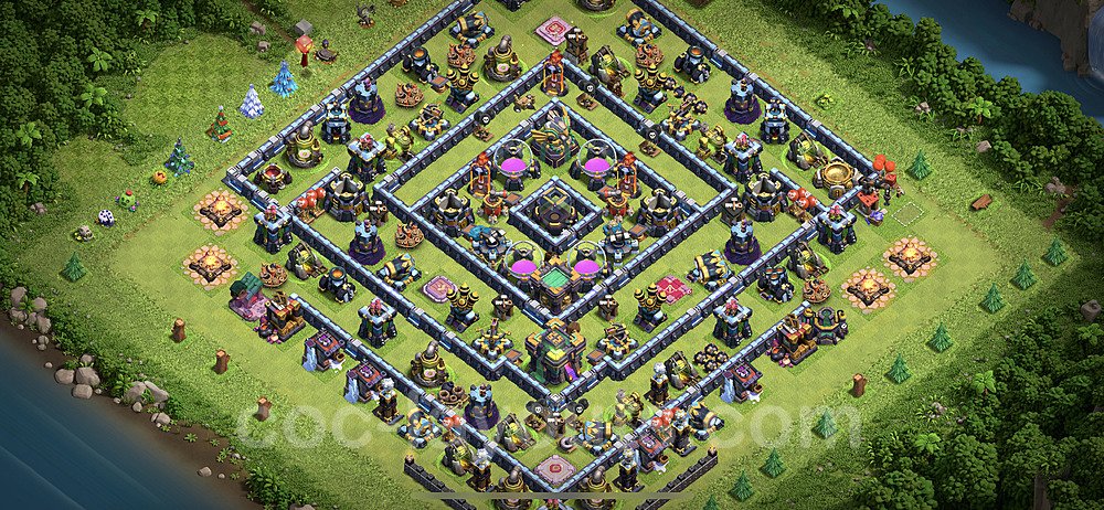 Base plan TH14 (design / layout) with Link, Hybrid, Anti Air / Electro Dragon for Farming 2021, #4