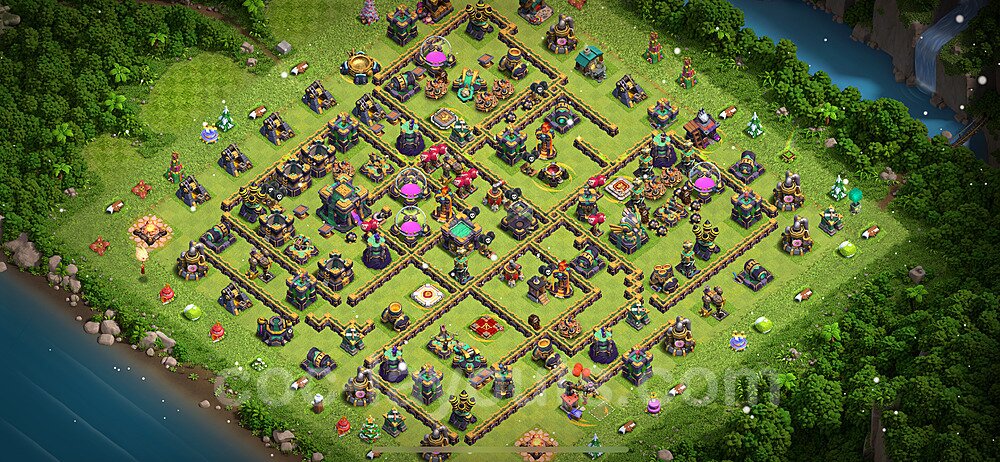 Base plan TH14 (design / layout) with Link, Anti Air / Electro Dragon, Hybrid for Farming 2024, #40