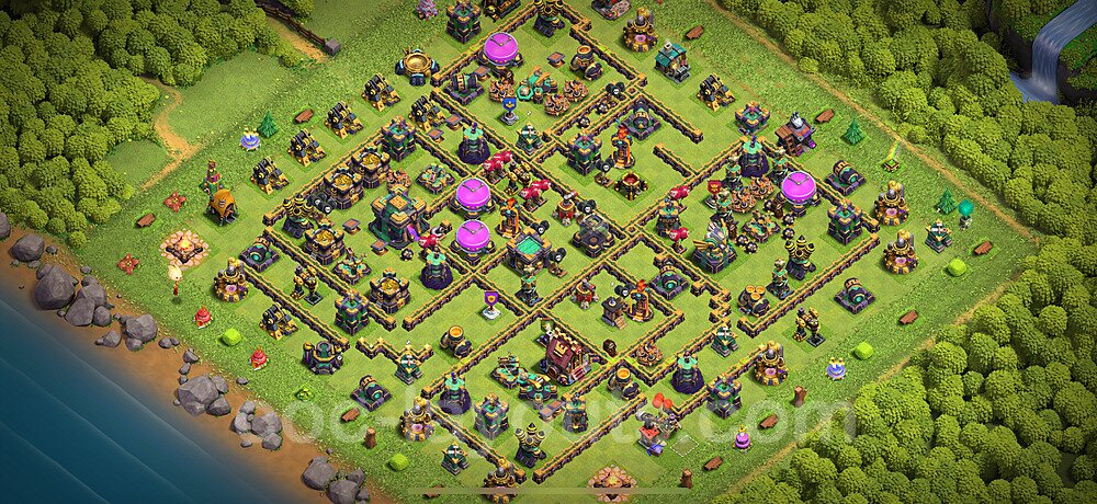 Ustawienie bazy do farma TH14 z linkiem, Anty Powietrze / Electro Smok, Hybrydowy - Ratusz poziom 14 - COC 2025, #40