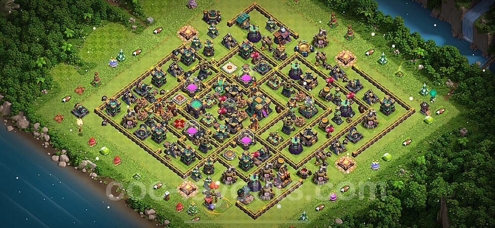 Base plan TH14 (design / layout) with Link, Anti Air / Electro Dragon for Farming 2024, #44