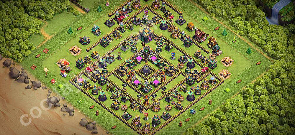 Diseño de aldea para farming Ayuntamiento 14 Copiar, Anti Aire / Electro Dragón, Híbrido - COC TH14 Perfecta Distribucion 2026 + Enlace - #47