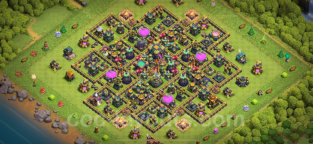 Ustawienie bazy do farma TH14 z linkiem, Anty 3 Gwiazdki - Ratusz poziom 14 - COC 2025, #51