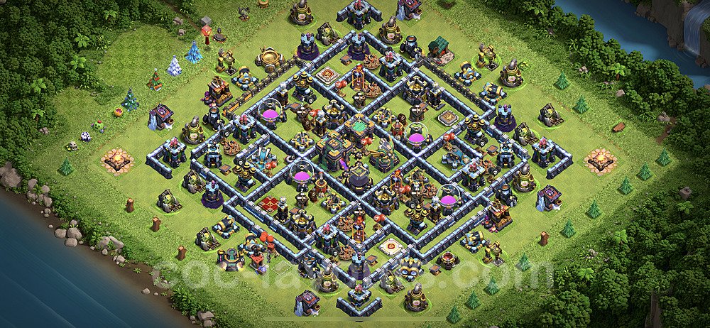 Base plan TH14 (design / layout) with Link, Hybrid, Anti Air / Electro Dragon for Farming, #6