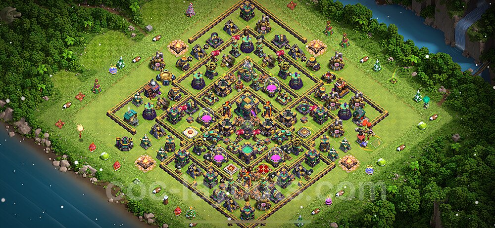 Base plan TH14 (design / layout) with Link, Anti Air / Electro Dragon, Hybrid for Farming 2024, #7