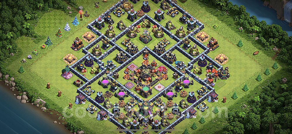 Base plan TH14 (design / layout) with Link, Hybrid, Anti Everything for Farming 2021, #8