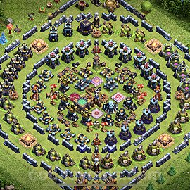 TH14 Funny Troll Base Plan with Link, Copy Town Hall 14 Art Design, #1