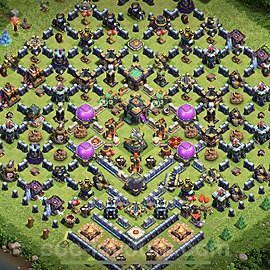 TH14 Funny Troll Base Plan with Link, Copy Town Hall 14 Art Design, #10