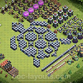 TH14 Funny Troll Base Plan with Link, Copy Town Hall 14 Art Design, #11