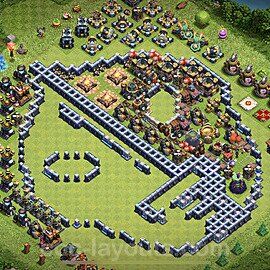 TH14 Funny Troll Base Plan with Link, Copy Town Hall 14 Art Design, #13