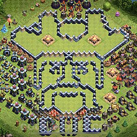 TH14 Funny Troll Base Plan with Link, Copy Town Hall 14 Art Design 2021, #14