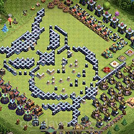 TH14 Funny Troll Base Plan with Link, Copy Town Hall 14 Art Design 2021, #15