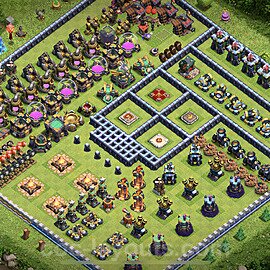 TH14 Funny Troll Base Plan with Link, Copy Town Hall 14 Art Design, #17
