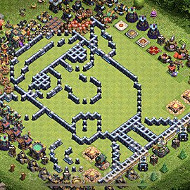 TH14 Funny Troll Base Plan with Link, Copy Town Hall 14 Art Design 2021, #18