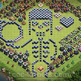 TH14 Funny Troll Base Plan with Link, Copy Town Hall 14 Art Design 2021, #19