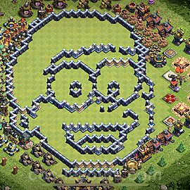 TH14 Funny Troll Base Plan with Link, Copy Town Hall 14 Art Design 2021, #20