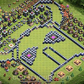 TH14 Funny Troll Base Plan with Link, Copy Town Hall 14 Art Design, #21
