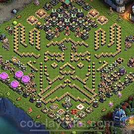 TH14 Funny Troll Base Plan with Link, Copy Town Hall 14 Art Design 2023, #22