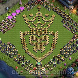 TH14 Funny Troll Base Plan with Link, Copy Town Hall 14 Art Design 2022, #26