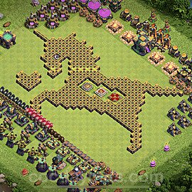 TH14 Funny Troll Base Plan with Link, Copy Town Hall 14 Art Design 2023, #28