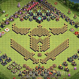 TH14 Funny Troll Base Plan with Link, Copy Town Hall 14 Art Design 2023, #29