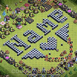 TH14 Funny Troll Base Plan with Link, Copy Town Hall 14 Art Design 2021, #3