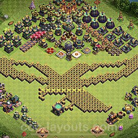 TH14 Funny Troll Base Plan with Link, Copy Town Hall 14 Art Design 2022, #30