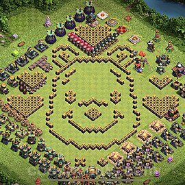 TH14 Funny Troll Base Plan with Link, Copy Town Hall 14 Art Design 2022, #31