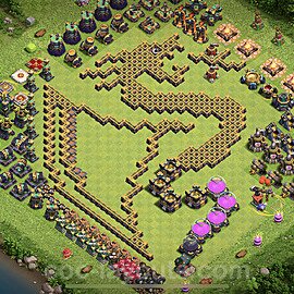TH14 Funny Troll Base Plan with Link, Copy Town Hall 14 Art Design 2022, #33
