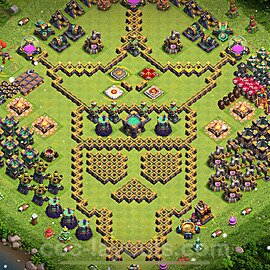 TH14 Funny Troll Base Plan with Link, Copy Town Hall 14 Art Design 2022, #36