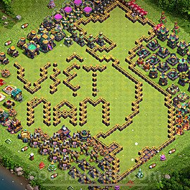 TH14 Funny Troll Base Plan with Link, Copy Town Hall 14 Art Design 2023, #37
