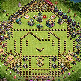 TH14 Funny Troll Base Plan with Link, Copy Town Hall 14 Art Design 2023, #38
