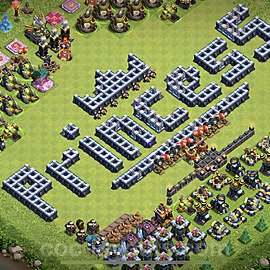 TH14 Funny Troll Base Plan with Link, Copy Town Hall 14 Art Design 2021, #4
