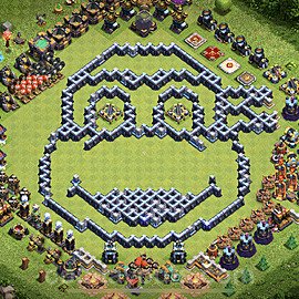 TH14 Funny Troll Base Plan with Link, Copy Town Hall 14 Art Design 2021, #8
