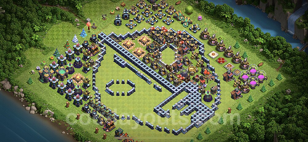 TH14 Funny Troll Base Plan with Link, Copy Town Hall 14 Art Design 2021, #13