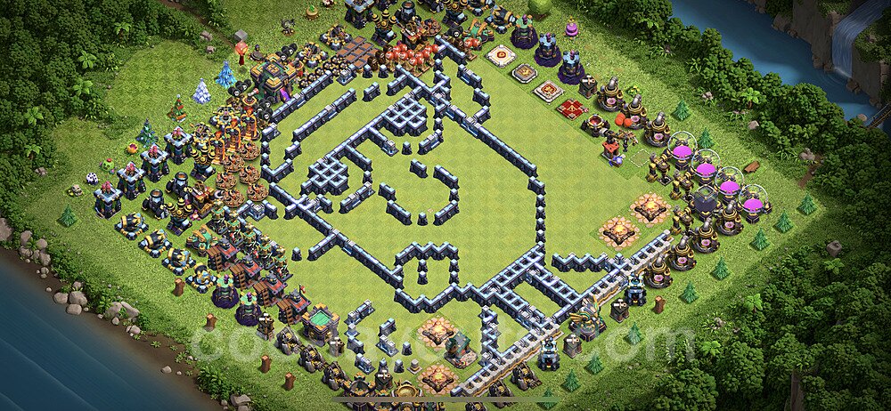 TH14 Funny Troll Base Plan with Link, Copy Town Hall 14 Art Design, #18