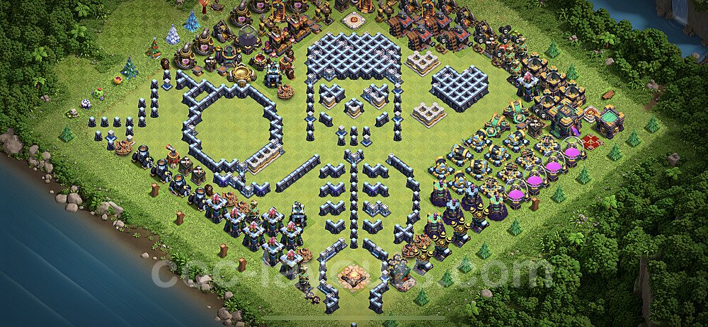 TH14 Funny Troll Base Plan with Link, Copy Town Hall 14 Art Design 2021, #19
